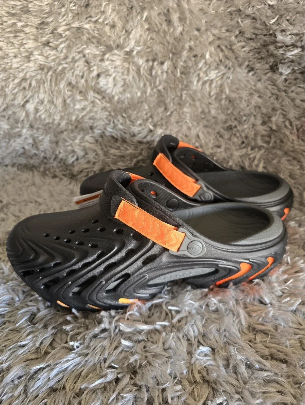Men's Black & Orange Water Clog - Breathable Slip-On Swim Shoe